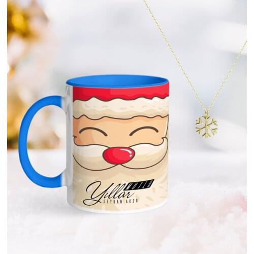 Personalized Santa Claus Blue Mug and Snow Them Kolye-6