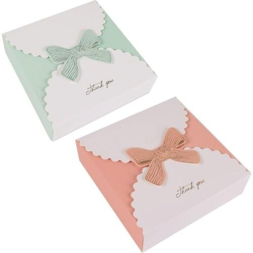 12 PCS Wedding Paper Gift Box Hot Silver Bow Candy Box Wedding Gift Blue Pink Box Packaging Party Kids Girl Soap Packing Bags