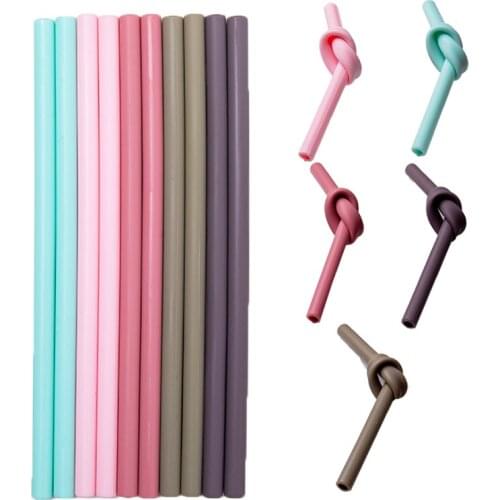 Lets make 3pcs Silicone straw Food Grade Reusable Flexible Bent baby teether PVC free Eco Friendly Accessories chewing gum