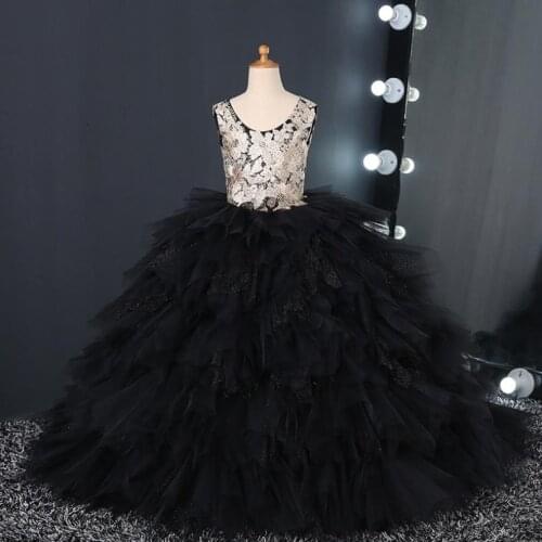 Luxury Children Catwalk Evening Gown Sleeveless Appliques Mesh Stitching Birthday Party Wedding Dress For Girls Vestidos L724