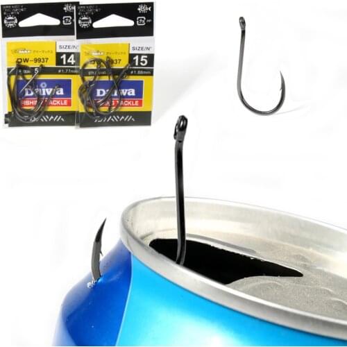 DAIWA Fishing Hooks High Carbon Steel Sharp Black Accessoires Fish Hook Have Hook Hole More Size 0.1-15