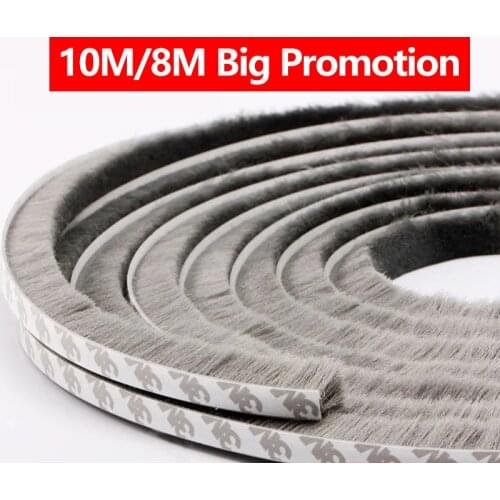 10M/8M Self-adhesive Sealing Wind-proof Brush Strip For Home Door Window Sound Insulation Anti Dust Strip Gasket