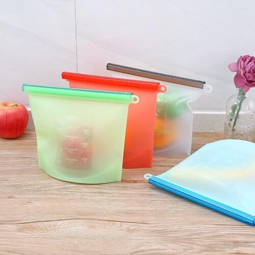 Silicone Fresh Keeping Bag Vacuum Sealed Refrigerator Foods Storage Pouch Vegetables Meat Food Grade High Temperature Organizer