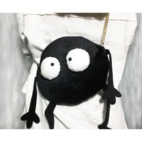 Cute Big eyes crossbody bag Spirited Awayl Plush Backpack Funny Long Belt cartoon figure Crossbody bag Children Like Handbag