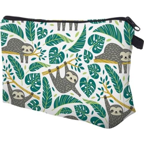 Waterproof Travel Toiletry Bags For Women Green Small Makeup Bag Sloth Pattern High-capacity Multi Purpose Fashion Cosmetic Bags