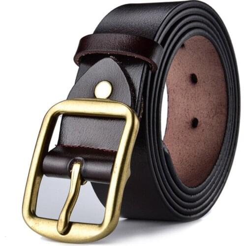 W423 men 120cm Top first layer full grain genuine leather belt coffee cowhide leather belt