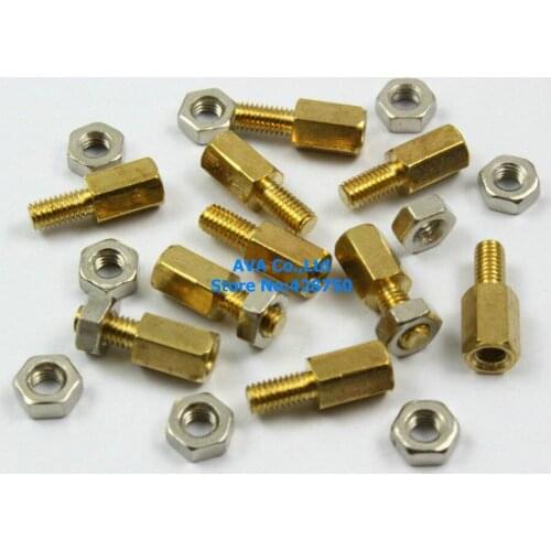 100 M3x6mm Male Female Hex PCB Standoff Spacers 7mm Body Length with Nuts