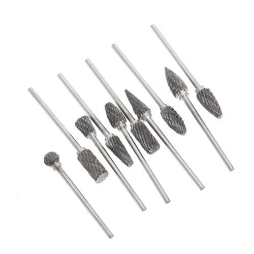10x 2.34*6mm Diamond Grinding Die Grinder Drill Milling Carving Bit Double Cut Tungsten Steel Solid Carbide Burrs Rotary Files