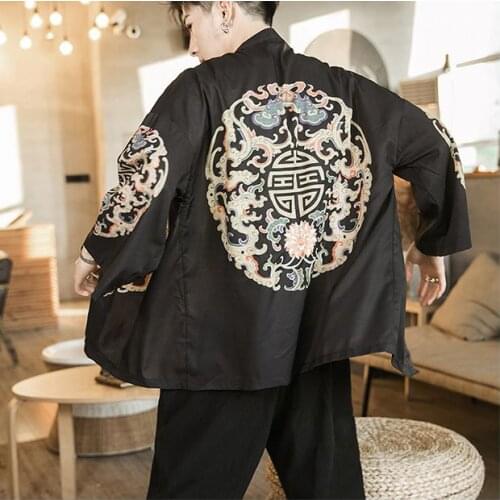 2019 Summer Men Style Jackets Man 2019 Casual Kimono Streetwear Mens Jackets Print Male Fashion Open Stitch Jacket 5XL
