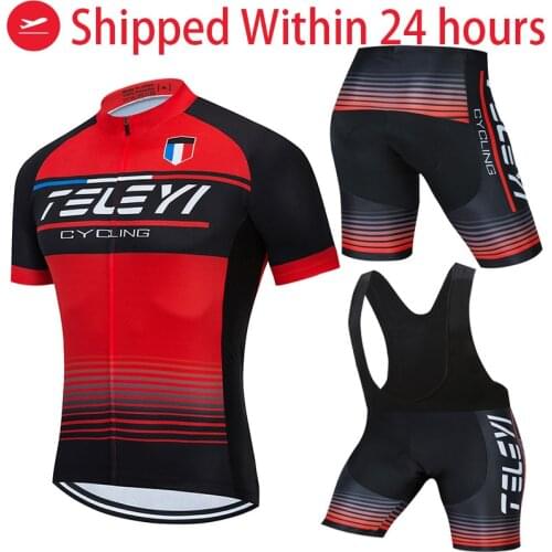 2021 TELEYI Cycling Jersey Short Sleeve Team Men Bike Bib Shorts Clothes Maillot Cycling Sets MTB Clothing Ropa Ciclismo