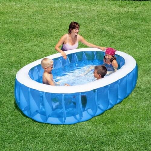 230cmx152cmx51cm Clear Blue Inflatable Kids Child Family Pool Summer Water Swimming Pool Toy for Garden Yard