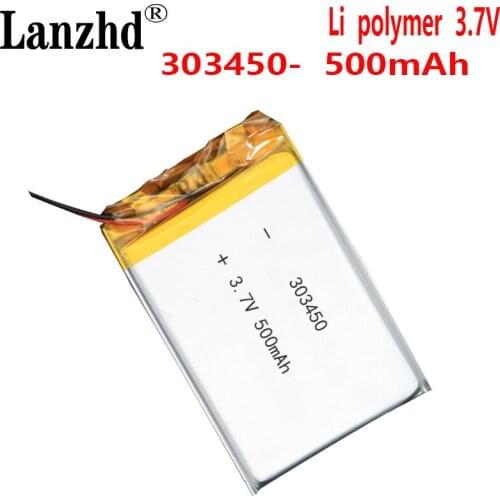 303450 3.7V 500mAh Lithium polymer Battery For Remote Control Mini Camera LED Light Bluetooth Headphone speaker Lipo Bateria