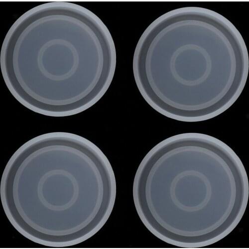 4pcs Round Silicone Coaster Mold Circular Cup Pads Resin Casting Molds Flexible Flat Plate Coaster Jewelry Making Mould
