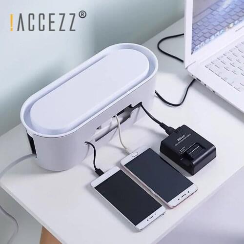 !ACCEZZ Cable Management Storage Box Charger Socket Organizer Box Power Network Line TV Cord Cases for Home Office Necessities