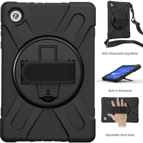 For Lenovo Tab M10 FHD Plus X606F Tablet Case For Lenovo Tab M8 TB-8505/8705 Rotating Kickstand+Hand Strap+Shoulder Strap Cover