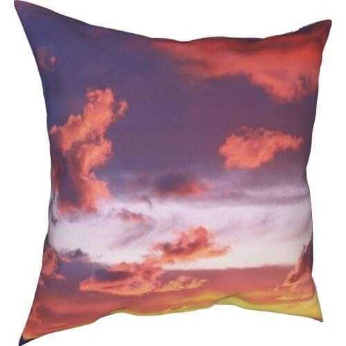 Setting sun fire cloud printing pillow case nature beautiful scene linen pillow case sofa home decoration pillow case