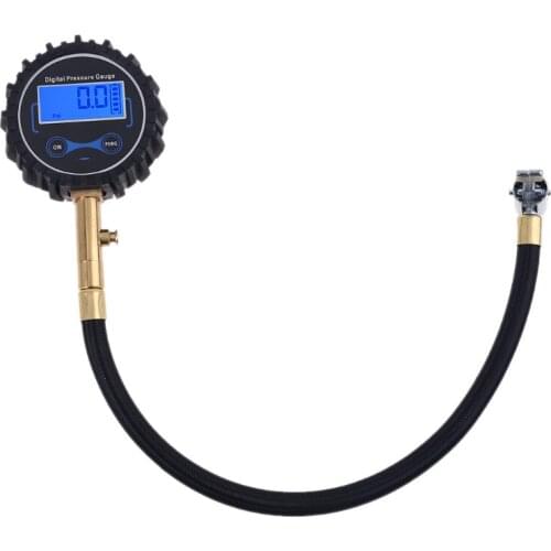 Digital Tire Pressure Gauge with Deflation function 32cm 12inch Air Hose for Car, Truck, Bike 200 PSI/BAR/KPA/ KG/c
