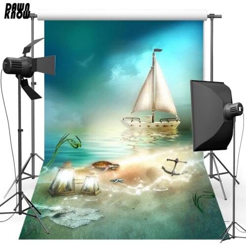 DAWNKNOW Cartoon Seaside Blackboard Photography Background For Children Photocall Balloon Customize Backdrop Photo Booth G900