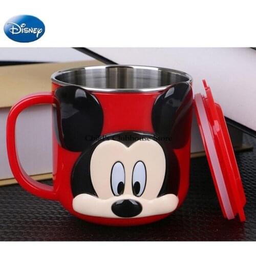 Disney Cute Cartoon 300ml Childrens Creative Drinking Beverage Cup Anti Fall Mickey Minnie Stainless Steel Cup