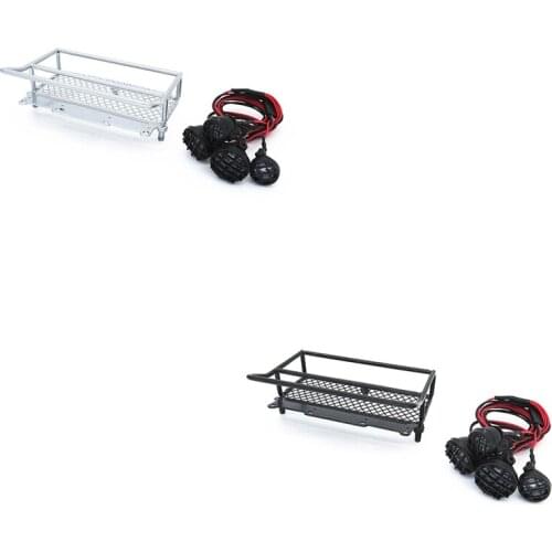 For WPL D12 1/10 RC Car Drift Metal Carrier Roof Rack with LED Light