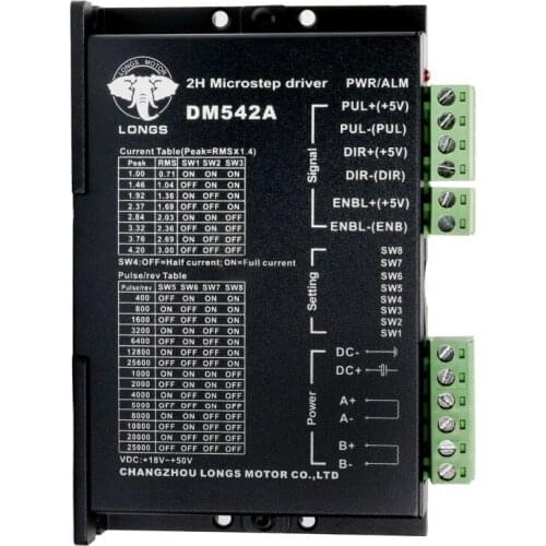 Free Ship to US/EU 1PC Stepper motor driver digital controller DM542A peak 4.2A, 128 micsteps 18V~50V for Nema 23