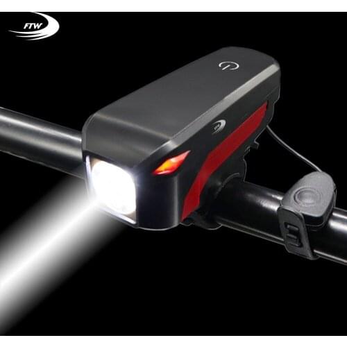 FTW Bike Light + Horn USB Rechargeable 350 Lumens Bicycle Front Light Lamp Cycling Handlebar led flashlight Lantern Waterproof