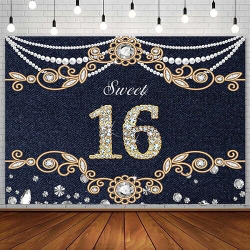 Happy Birthday Party Backdrops Sweet 16 Girl Decor Diamond Pearl Photography Backgrounds Photo Studio Photophone Photozone Props