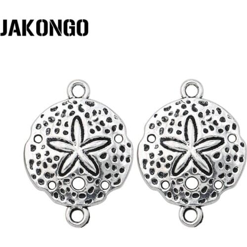 JAKONGO Antique Silver Plated Vintage Starfish Connectors for Jewelry Making Bracelet DIY Handmade Craft 29x21mm 10pcs/lot