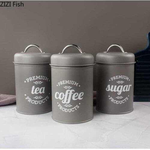 Creative Modern Metal Coffee Bean Tea Candy Sealed Storage Jar Large-capacity Iron Storage Tank Living Room Kitchen Decoration