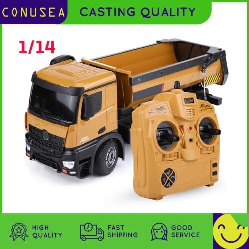 HUINA 1:14 Rc Car Dumper Truck Machine On Control 10 Ch Caterpillar Alloy Engineering Vehicle Remote Control Car Toys for Boy