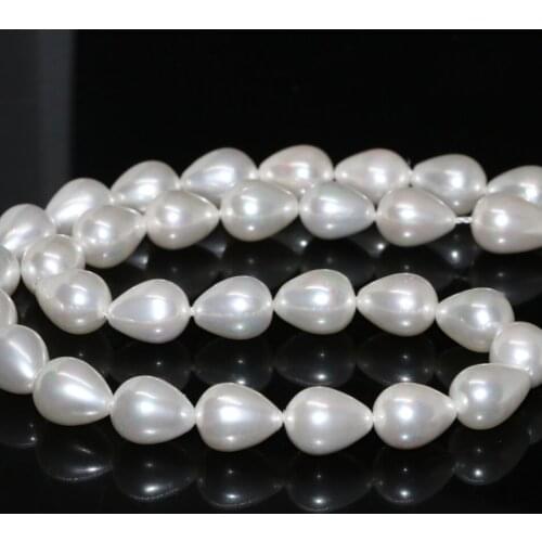Natural white shell pearl elegant teardrop 10*13mm fine jewelry making fit diy necklace bracelet women loose beads 15inch B2278