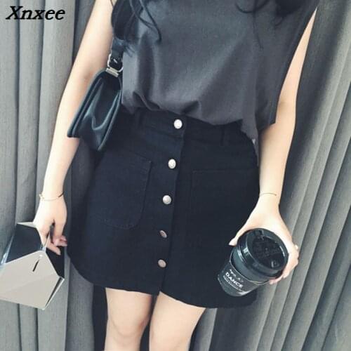 New 2018 Summer Girls A-Line Korean Mini Jeans Skirt jupe femme Low waist Denim pencil short Skirts korean style Xnxee