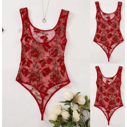 New Rose sexy bodysuit Lace Lingerie Underwear Teddy Bodysuit Jumpsuit Sleepwear Butterfly Embroidery lingere sex bielizna T5