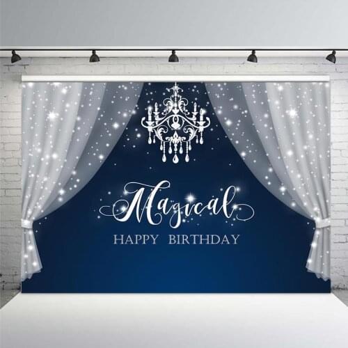 New Arrivals Blue Photography Backdrops Happy Birthday Twinkle Moon Stars Town Drama Street Curtains Backdrop Camera Fotografica