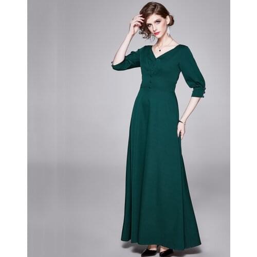 New Mother Dress Women Summer 2021 Elegant Fashion V-Neck Empire Waist Slim Long Dress Party Dress Banquet