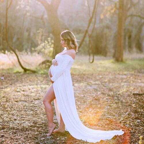 Maternity Dress for Photo Shoot Maxi Gown Maternity Chiffon Dress Long Sleeve Sexy Beach Dresses Maternity Photography Props