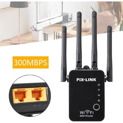 Pohiks 1pc High Speed 300Mbps WiFi Signal Amplifier Repeater Extender 2 Ports Wireless Router Network Extenders