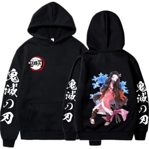 Hot Japan Anime Demon Slayer Kamado Nezuko Hoodies Fashion Winter Long-Sleeved Womens Clothes Harajuku Casual Sweatshirts Male