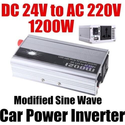 1200W WATT DC 24V to AC 220V Portable Car Power Inverter Adapter Charger Converter Transformer