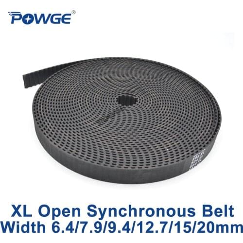 POWGE Trapezoid XL Open Synchronous Timing belt XL-037 XL-050 Rubber Neoprene fiberglass width 6.4/ 7.9/9.4/12.7/15/20mm Pulley