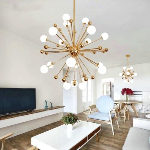 Radial shape Gold LED chandelier 110/220V Industrial light chandelier for living room Luminaire bedroom Hanging Lighting Fixture
