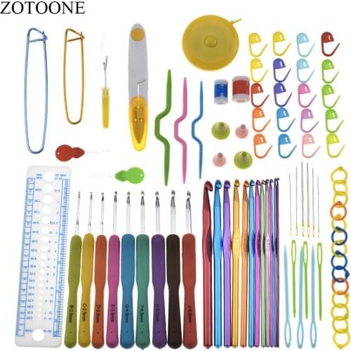 ZOTOONE Hand Sewing Tool Crochet Hooks Knit Colorful Crochet Needle Set Knitting Needles Embroidery DIY Clothes Scarf With Bag D