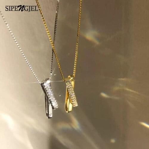 SIPENGJEL Fashion Unknown Series Cross Pendant Necklace Gold And Silver Color Choker Chain Necklace For Women Jewelry 2021