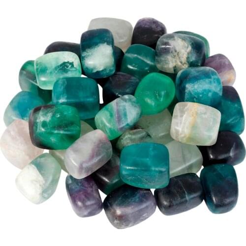 TUMBEELLUWA 1lb (460g) Fluorite Crystal Tumbled Polished Stones for Wicca Reiki Energy Healing Crystal