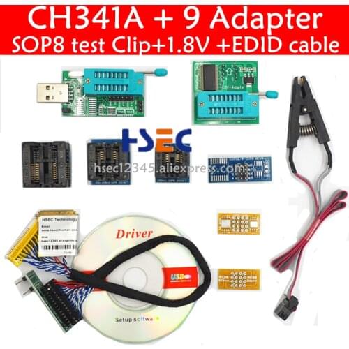 CH341A USB Programmer SOIC8 SOP8 Test Clip 1.8V Adapter SOP16 SOP8 Adapter EDID cable For Iphone 24 25 Series EEPROM Flash BIOS