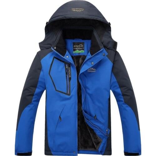 Outdoor Men Windbreaker Hiking Trekking Jackets Waterproof Thermal Mountain Climbing Skiing Sports Warm Fleece Breathable Coat