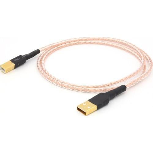 8xTwist 5N OCC pure copper +silver plated braided HIFI USB Cable DAC A-B OCC Silver Plated Digital AB Audio A to B Audio Cable
