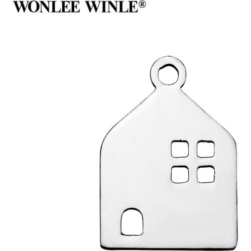 Wonlee Winle DIY 316 Stainless Steel Laser Incision Home House Charms Pendants for Bracelet Necklace Jewelry Making