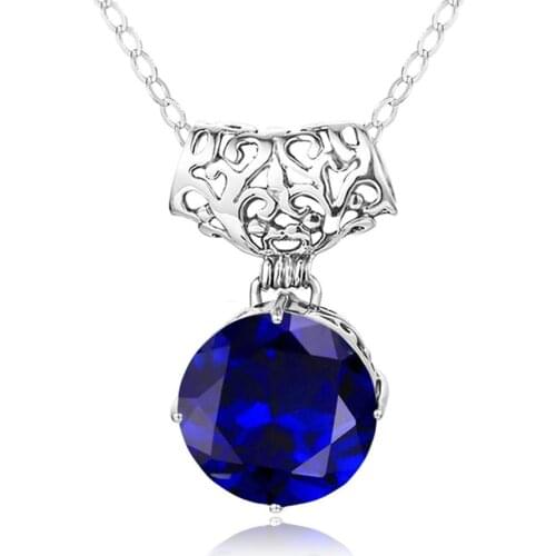 Szjinao Real 925 Sterling Silver Pendant Initial Necklace Blue Sapphire Neo-Gothic 2020 Women Jewelry Fashion Accessories New