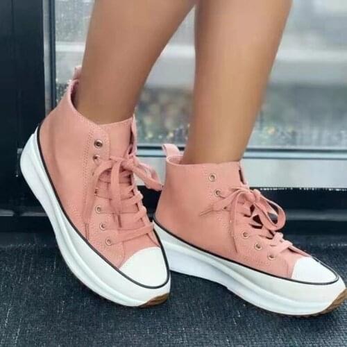 2021 Platform Sneakers Brand Canvas Shoes Women Fashion High Top Sneakers Autumn Female Footwear Pumps Platform Vulcanized Shoes